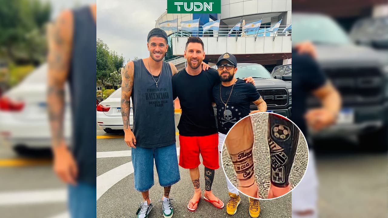 Messi cumple promesa: Se tatúa el cinco de copas y el escudo de Argentina