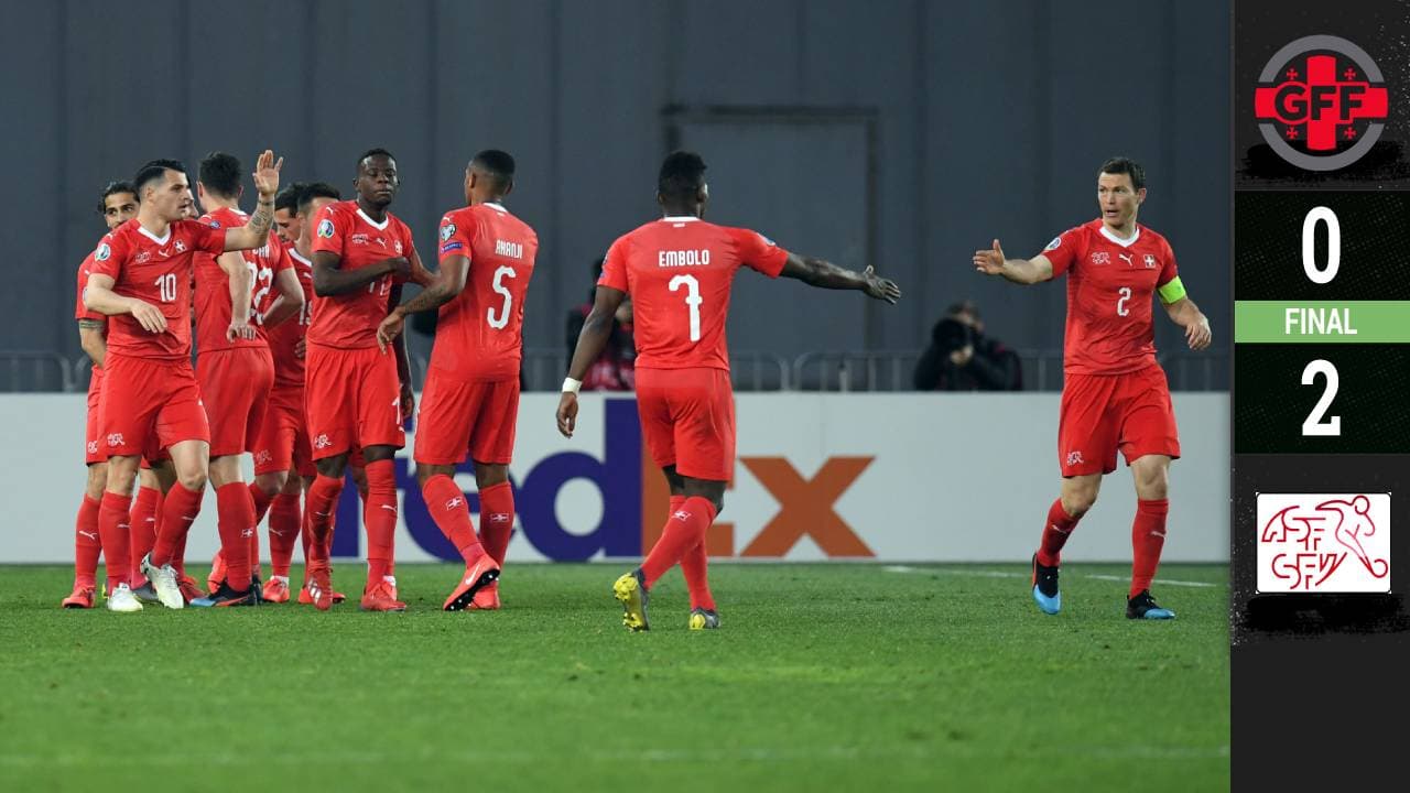 Suiza sufre en demasía, pero derrota a Georgia en su debut eliminatorio para la Eurocopa