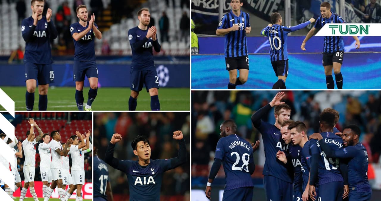 PSG 1-0 Brujas; E. Roja 0-4 Tottenham; Atalanta 1-1 Man. City, Dinamo Zagreb 3-3 Shakhtar.