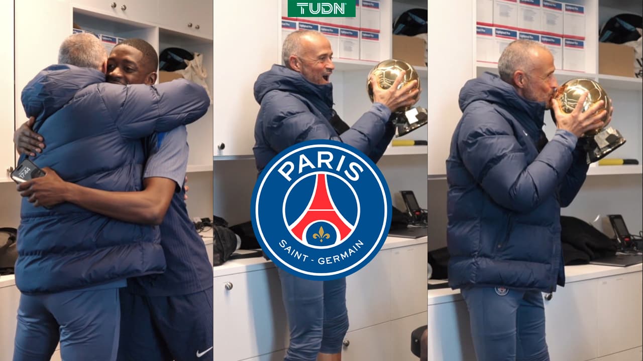 ¡Imperdible momento! Luis Enrique besa el Balón de Oro de Dembélé