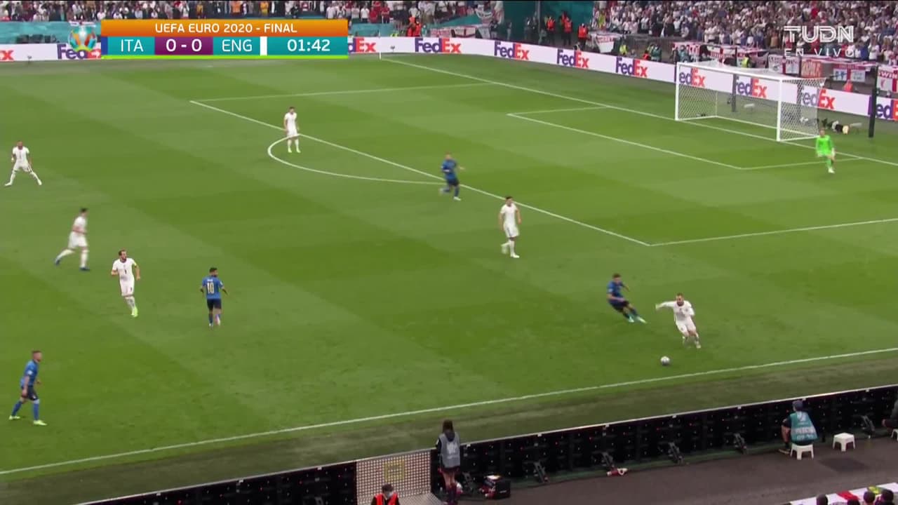 ¡GOL!  anota para Inglaterra. Luke Shaw