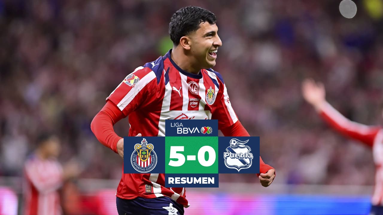 Chivas golea 5-0 a Puebla con doblete de Bryan González