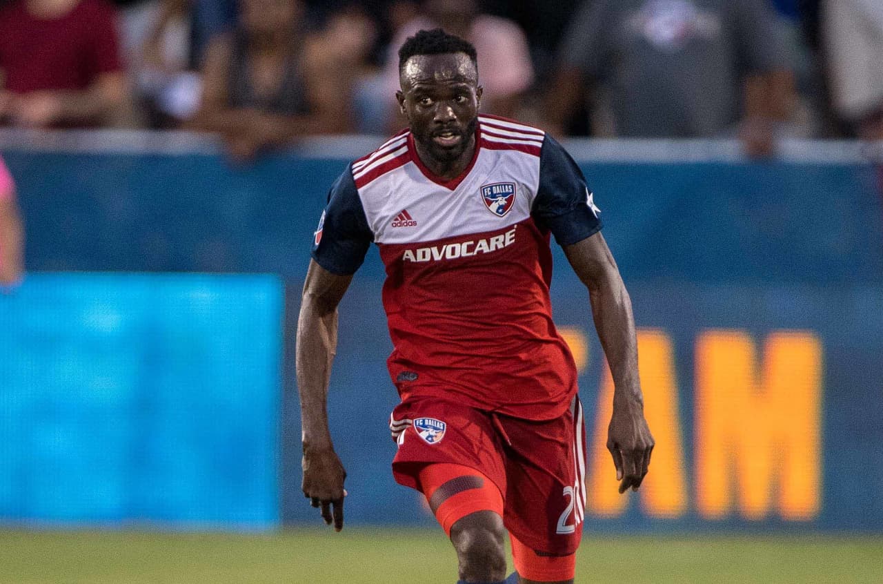 Jul 14, 2018; Frisco, TX, USA; FC Dallas forward Roland Lamah (20) in action during the game against the Chicago Fire at Toyota Stadium. Mandatory Credit: Jerome Miron-USA TODAY Sports