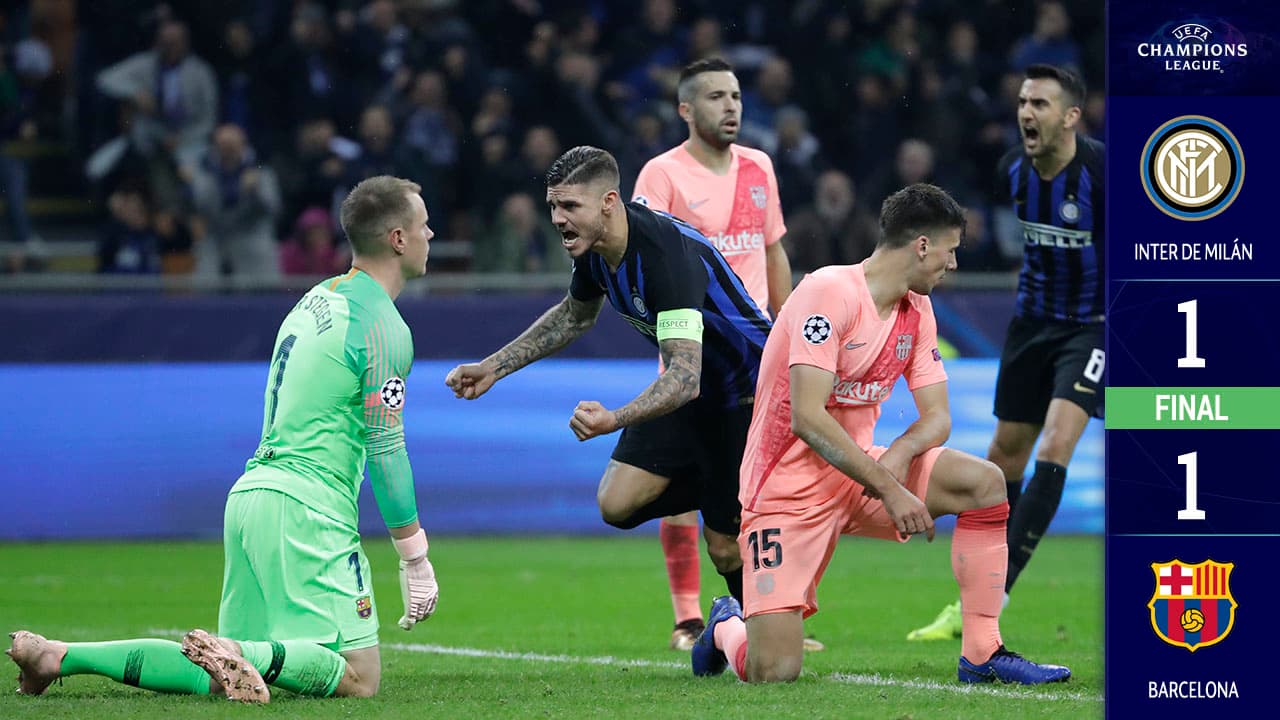Barcelona empata con el Inter y queda a un paso de clasificarse a Octavos de Final