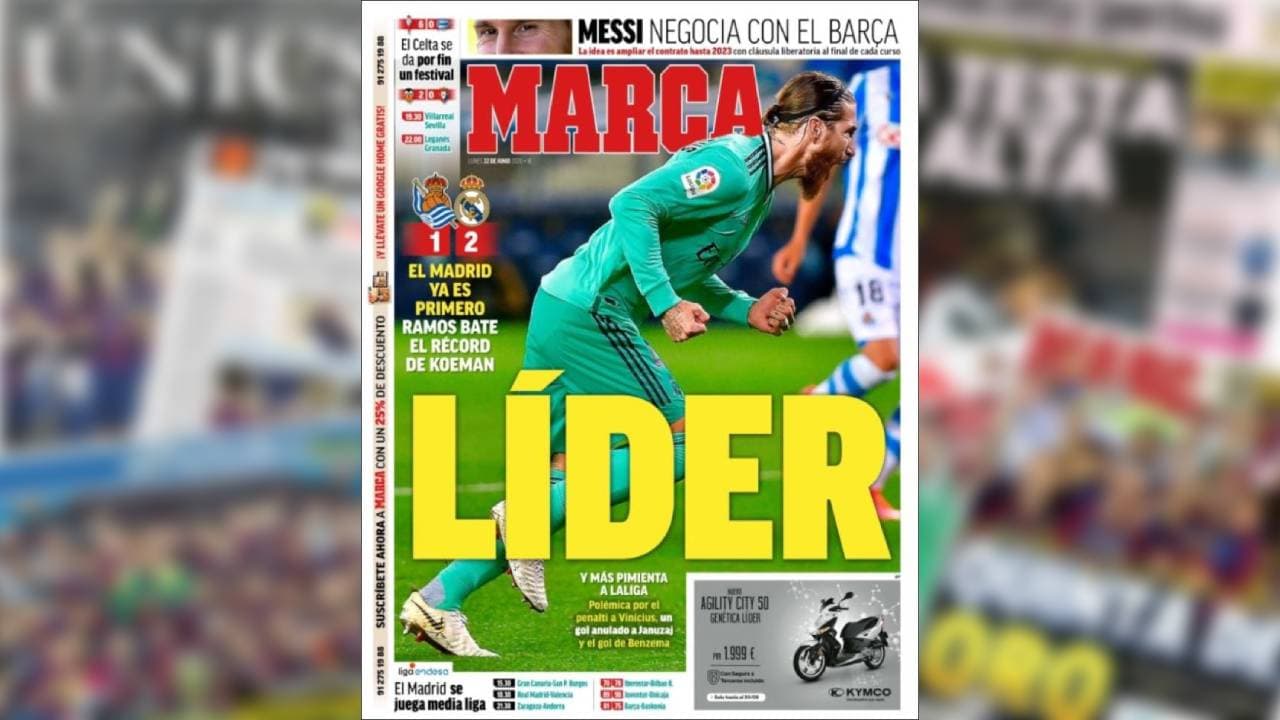Para Marca sólo vale una cosa: Líder sobre el Barça a cinco jornadas de terminar La Liga.