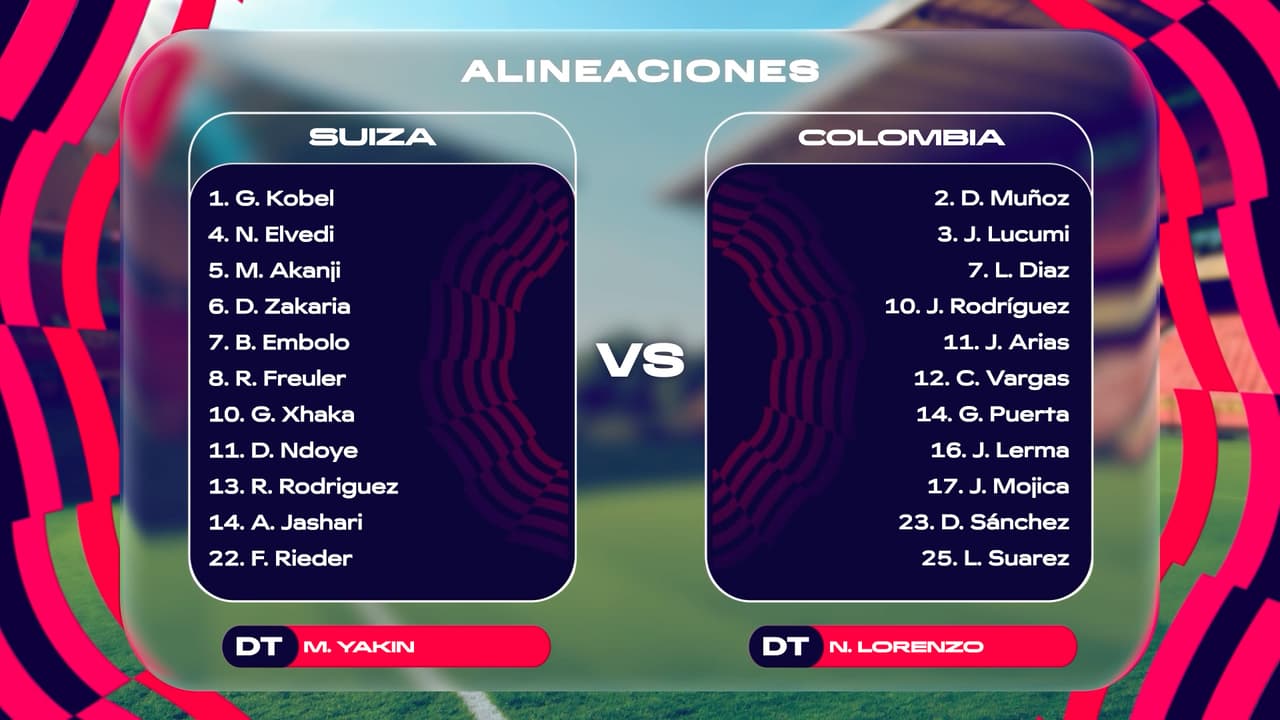 Colombia vs. Suiza: Alineaciones oficiales del partido de octavos de final del Mundial 2026