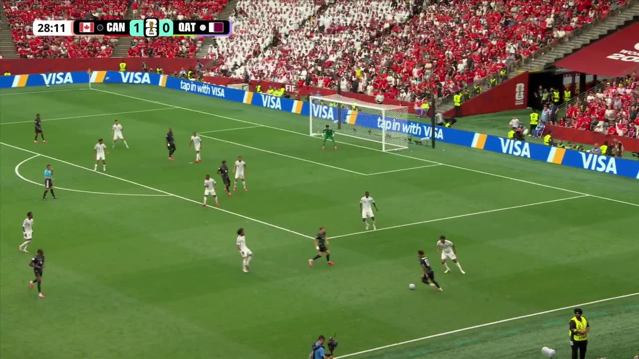¡GOL!  anota para Canadá. Jonathan David