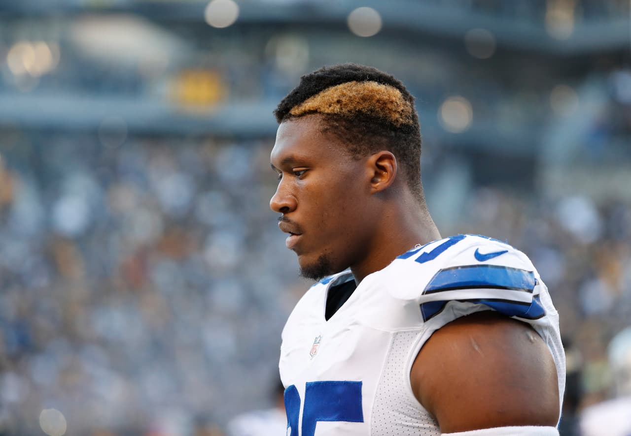 Dallas Cowboys defensive lineman David Irving (95) rests during an NFL game against the Pittsburgh Steelers on Sunday, Nov. 13, 2016, in Pittsburgh, Pa. The Cowboys won the game, 35-30. (Greg Trott via AP)
