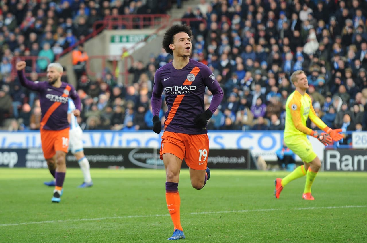 Leroy Sane celebra un gol con el Manchester City.