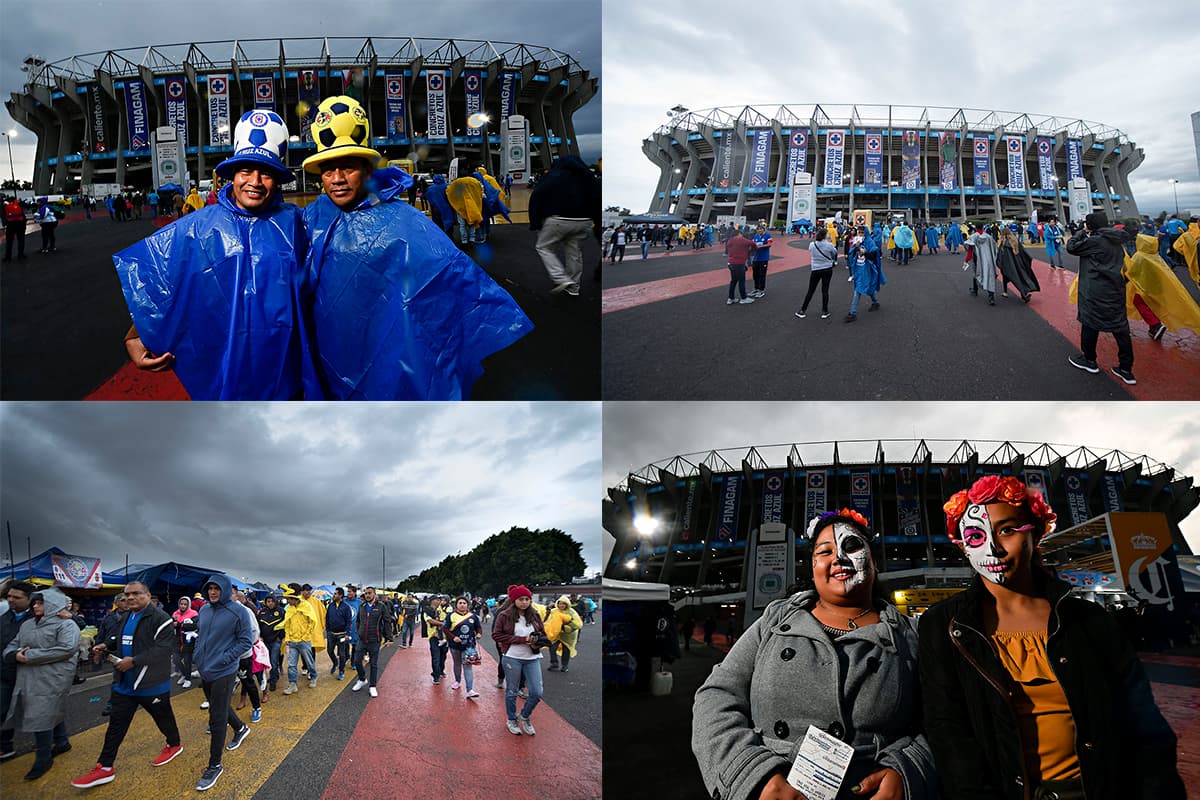 La lluvia no fue impedimento para que los fanáticos mostraran su colorido en las horas previas al duelo entre Cruz Azul y América por la jornada 14.