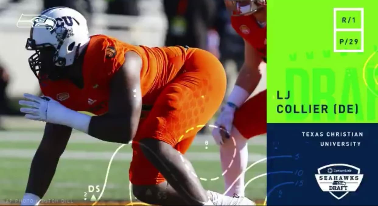 <b>29) LJ Collier (Texas Christian University)</b>. El ala defensiva de los Horned Frogs fue la primera de dos selecciones de la ronda inicial para los Seattle Seahawks.