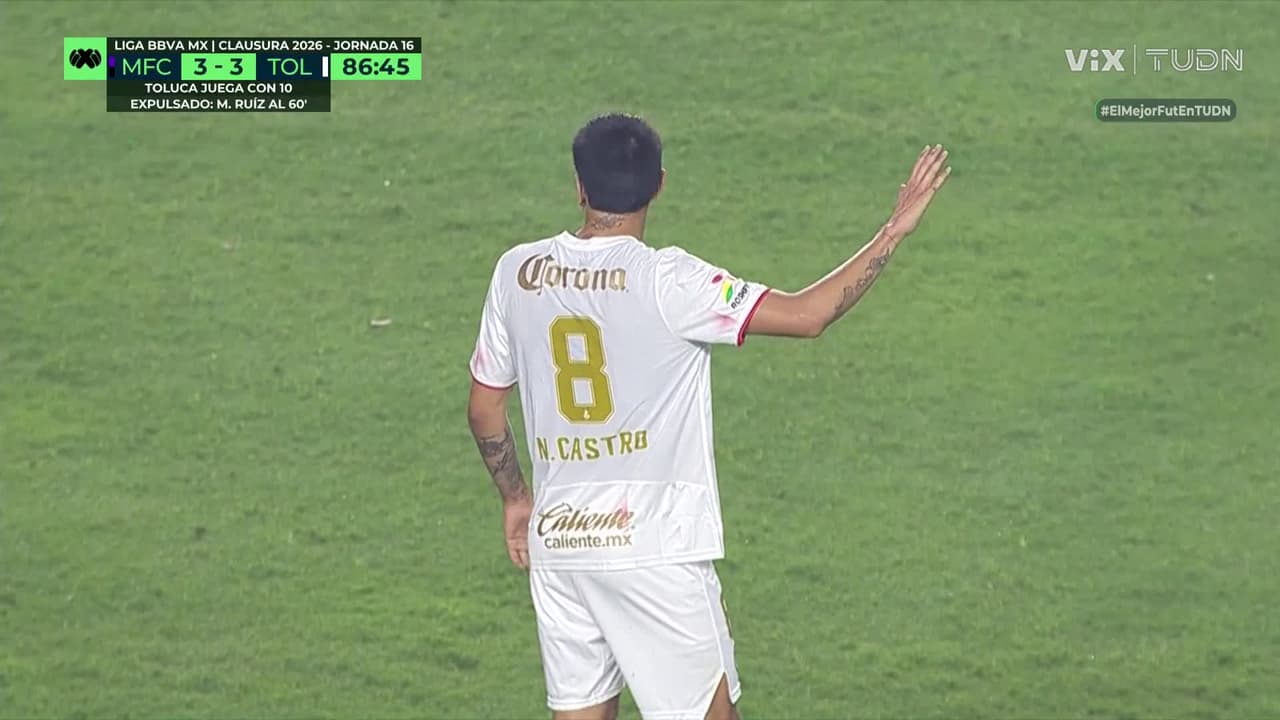 ¡Partidazo! Toluca pone el 3-3 con golazo de Nico Castro