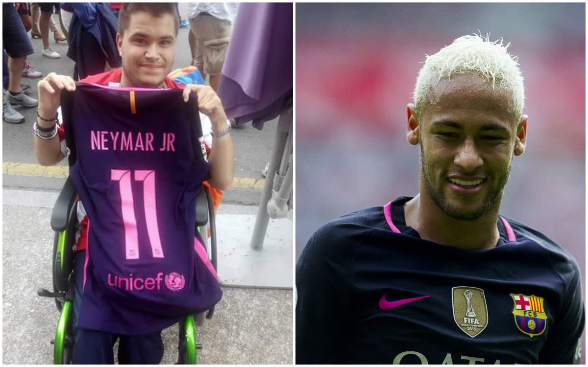 Aficionado del Gijón presume regalo de Neymar