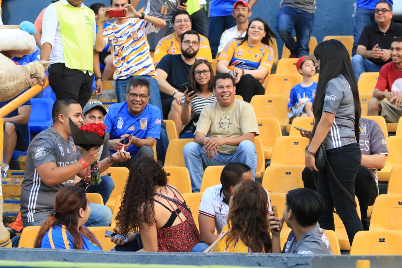 Los fanáticos de Tigres y Pumas viven el encuentro por la Jornada 13 del Clausura 2019 en el Estadio Universitario de la Universidad Autónoma Nuevo León.