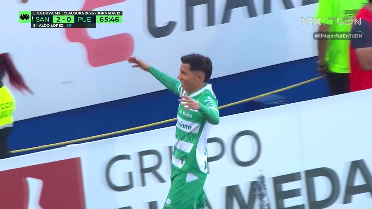 ¡Así fue el golazo de Aldo López para el 2-0 de Santos a Puebla!