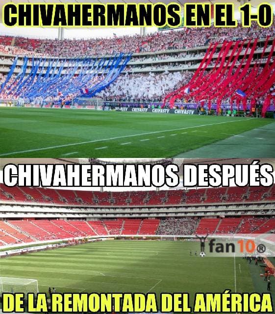 América vino de atrás, se llevó el Clásico Nacional y de paso dejó a las Chivas en el fondo de la tabla general. Los memes no perdonan
