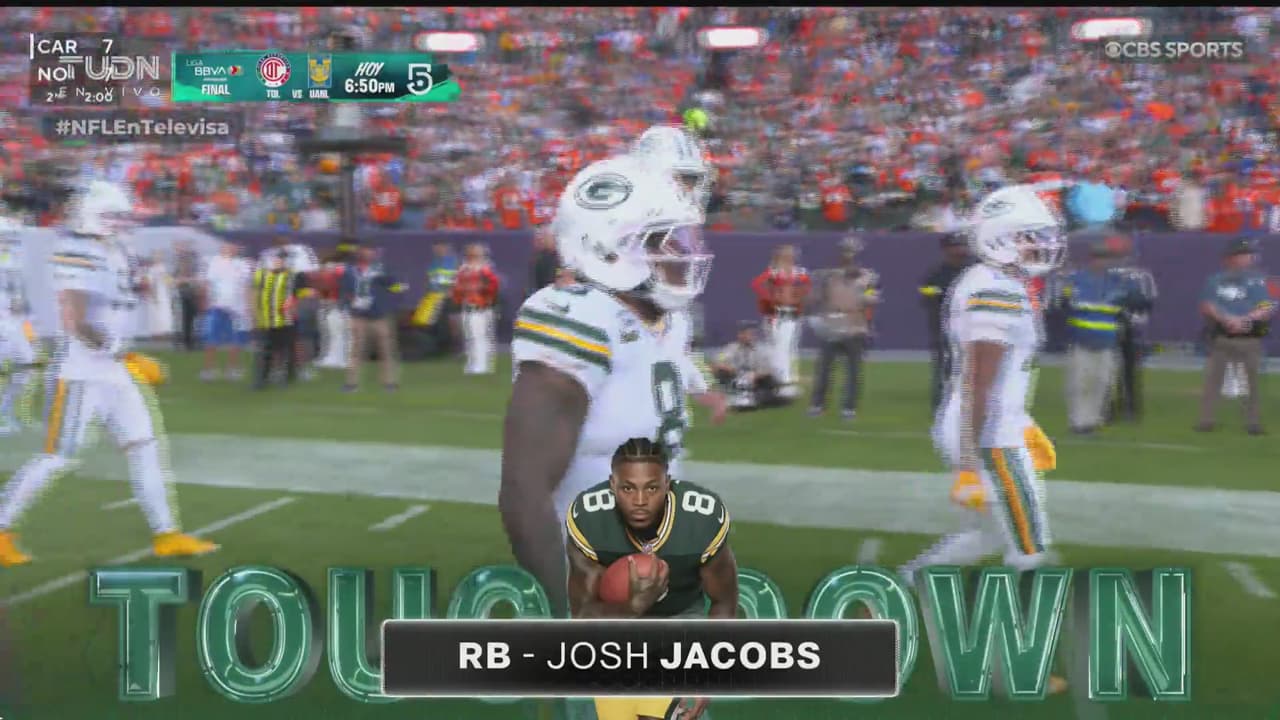 ¡Increíble atrapada de Josh Jacobs! Green Bay suma seis puntos