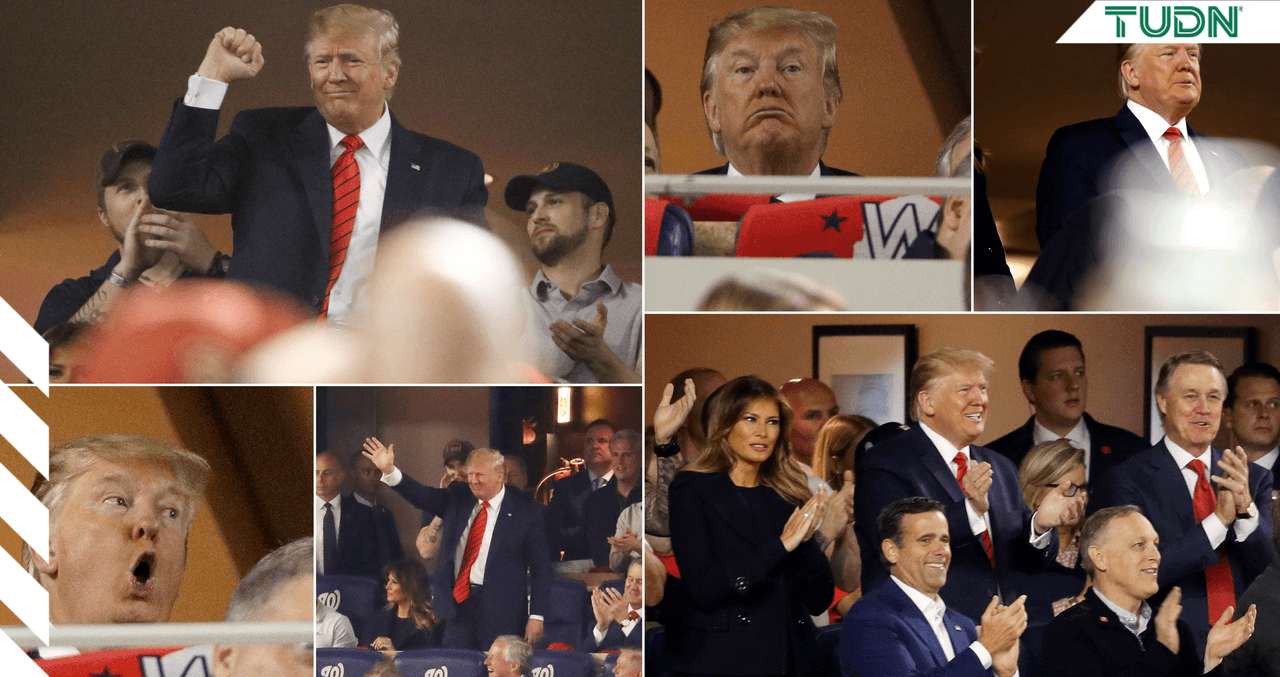 Trump sonrió ante lo sucedido y disfrutó del partido en uno de los palcos del estadio.