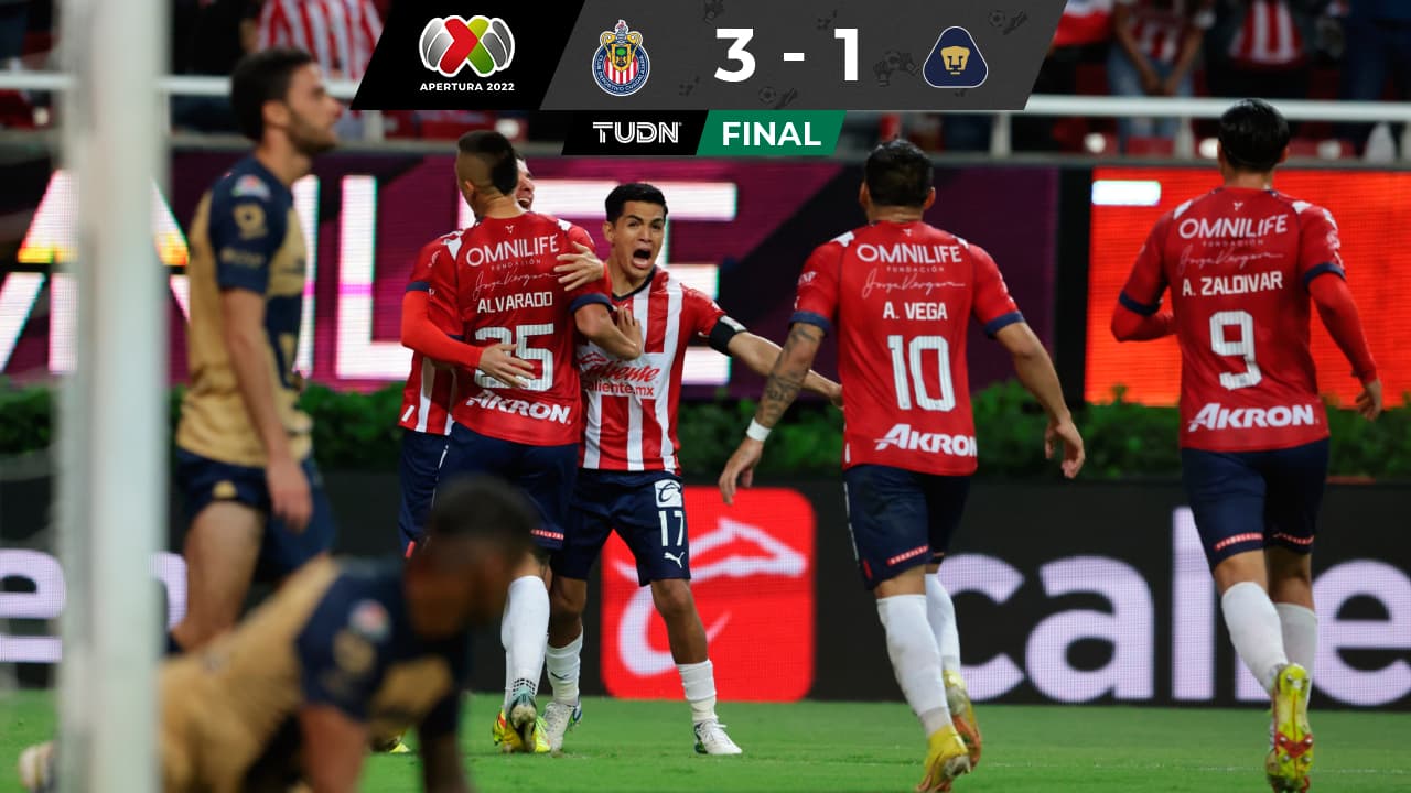 Chivas hila su tercer triunfo y Pumas sigue en caída libre