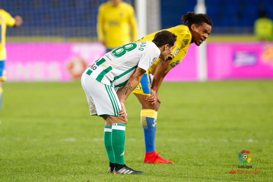 Las Palmas 1-[0] Betis: el equipo de Andrés Guardado no puede levantar cabeza y sumó seis partidos sin poder ganar. El mediocampista fue titular y jugó todo el compromiso.