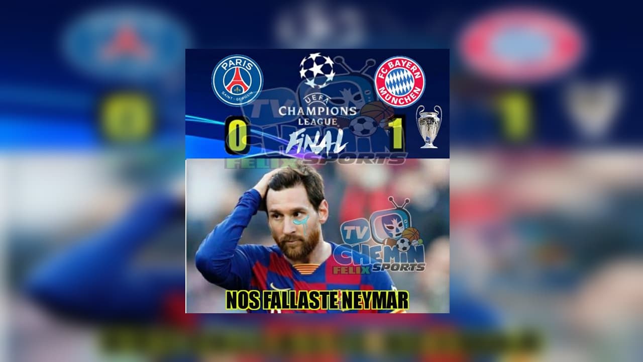 El PSG caen 0-1 en la final da la UEFA Champions League frente al Bayern Múnich, y los memes acabaron con el cuadro parisino.