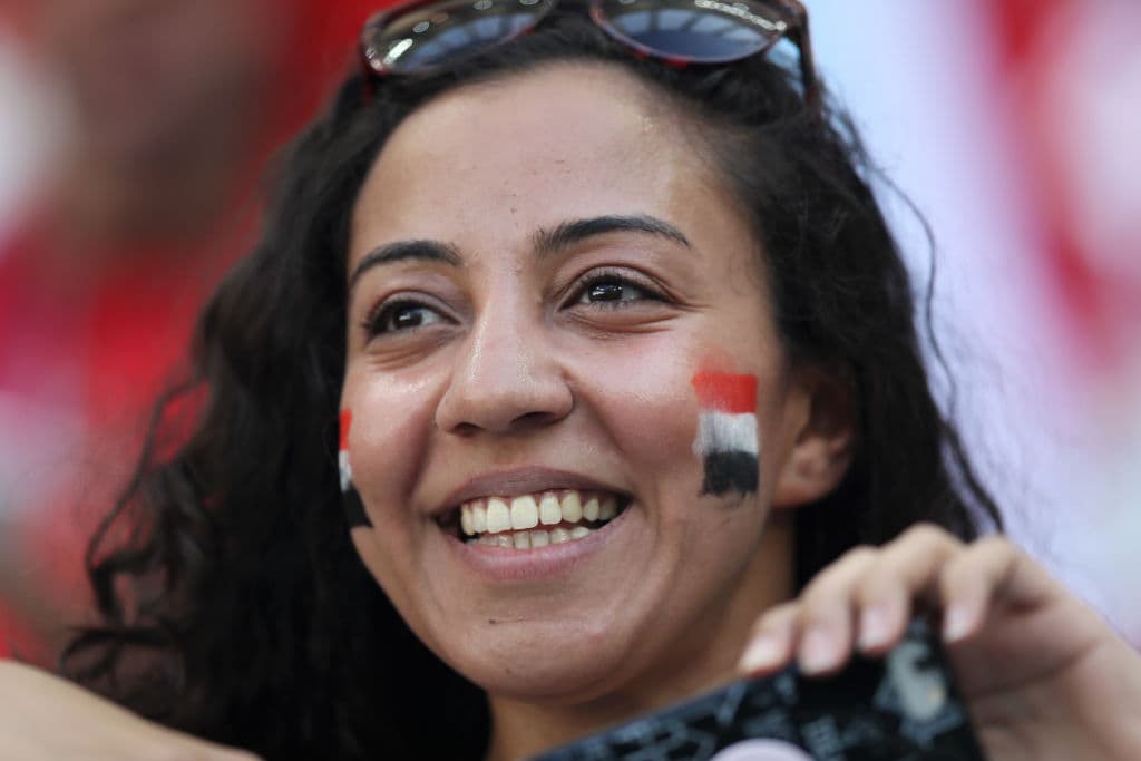 VOLGOGRAD, RUSSIA - JUNE 25: An Egypt fan enjoys the pre match atmosphere the 2018 FIFA World Cup Russia group A match between Saudia Arabia and Egypt at Volgograd Arena on June 25, 2018 in Volgograd, Russia. (Photo by Kevin C. Cox/Getty Images)