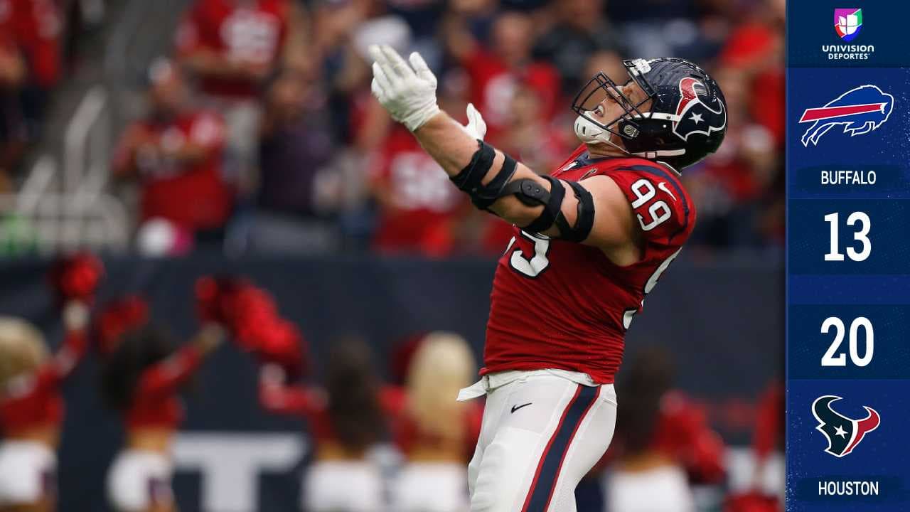 Restando 1:23 de partido Jonathan Joseph regresó hasta touchdown una intercepción que le dio el triunfo a los Texans sobre los Bills.