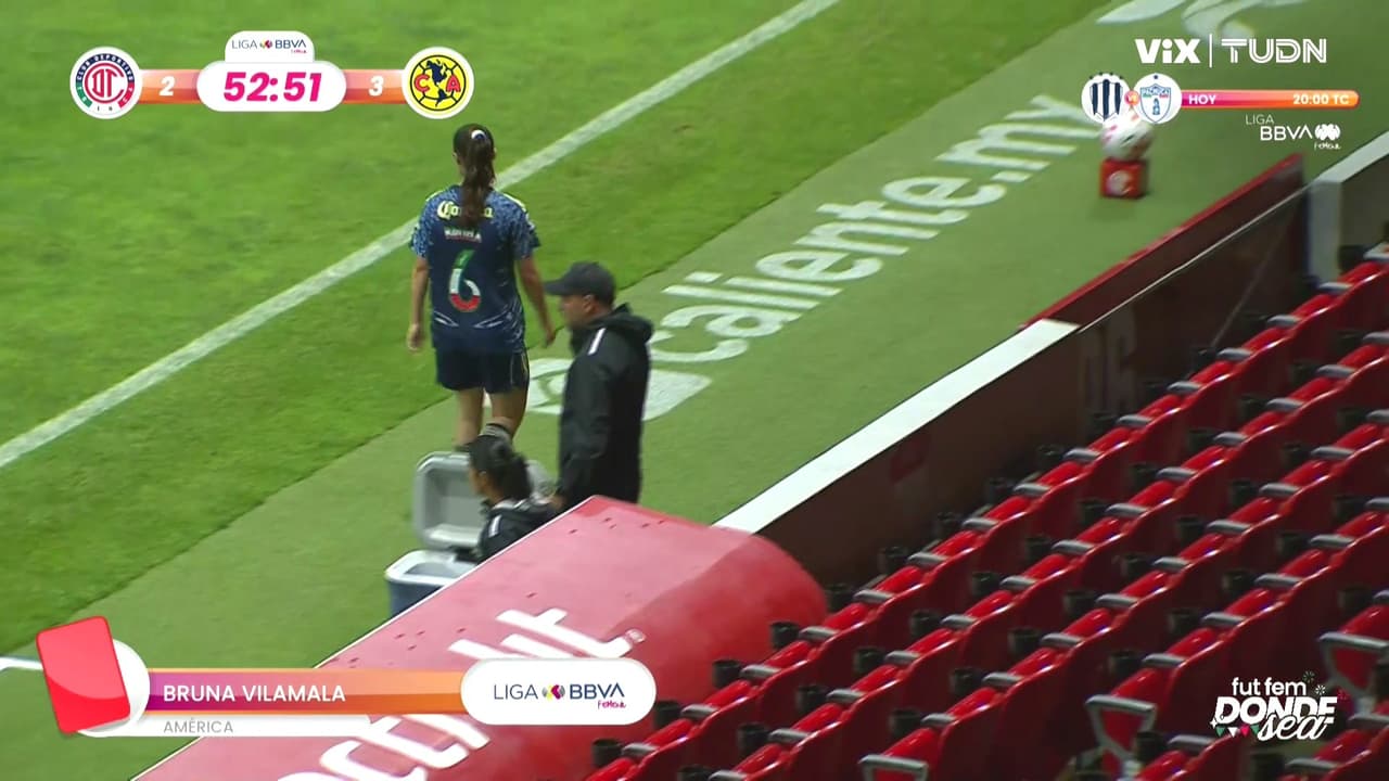 ¡América se queda con 10! Bruna Vilamala se va expulsada por doble amarilla