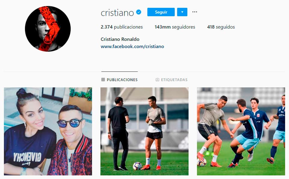 Pero una vez más Cristiano Ronaldo es el rey del Instagram con más de 143 millones de seguidores.