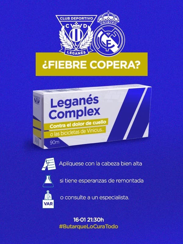 Tras caer con el Real Madrid en la Copa Del Rey, Leganés tiraba de su afición para soñar con la remontada y una medicina perfecta: #ButarqueLoCuraTodo
