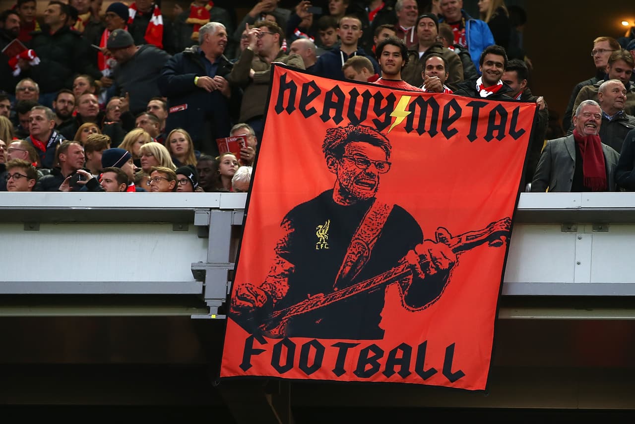 LIVERPOOL, ENGLAND - OCTOBER 22: A Jurgen Klopp flag during the Premier League match between Liverpool and West Bromwich Albion at Anfield on October 22, 2016 in Liverpool, England. (Photo by Jan Kruger/Getty Images)