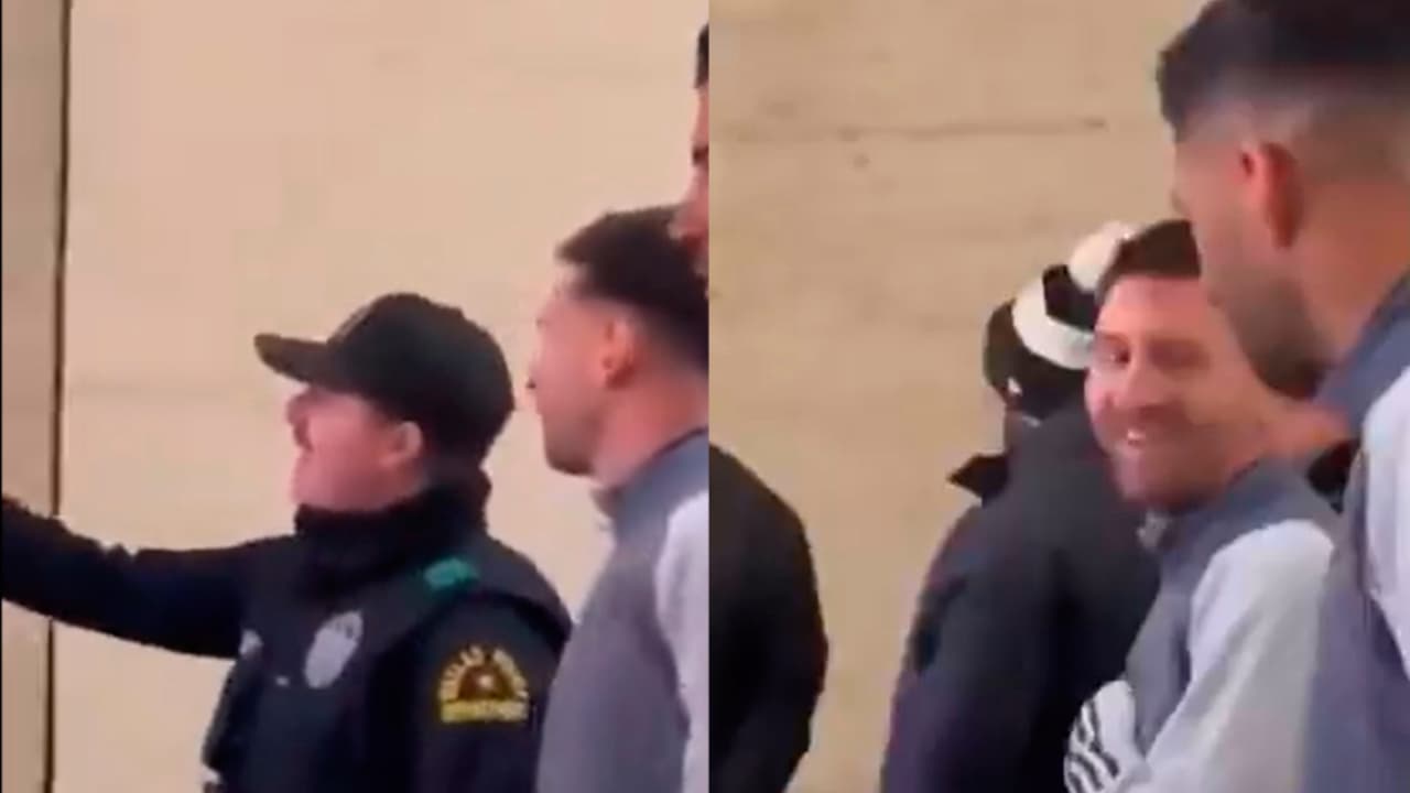 Guardaespaldas interrumpe foto de Messi con policía