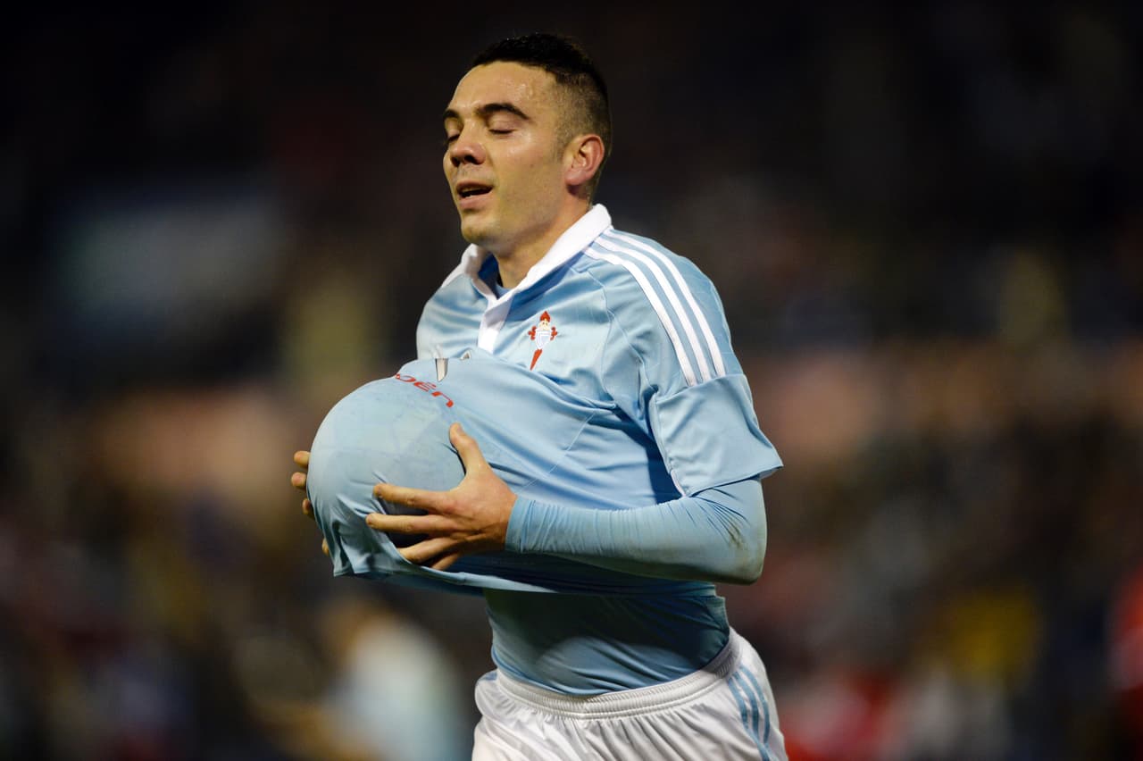 Aspas celebra su gol ante el Espanyol para el triunfo de Celta