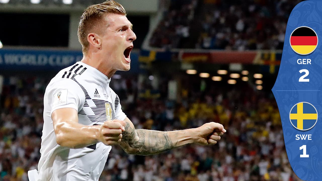 Sobre la hora y con un golazo de Toni Kroos, Alemania resucitó y venció 2-1 a Suecia