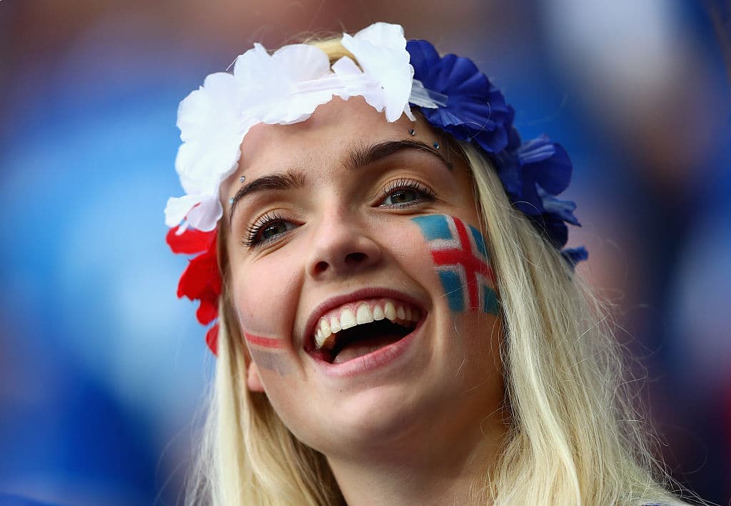 PARIS, FRANCE - JULY 03: An Iceland supporter enjoys the atmosphere prior to the UEFA EURO 2016 quarter final match between France and Iceland at Stade de France on July 3, 2016 in Paris, France. (Photo by Clive Rose/Getty Images)