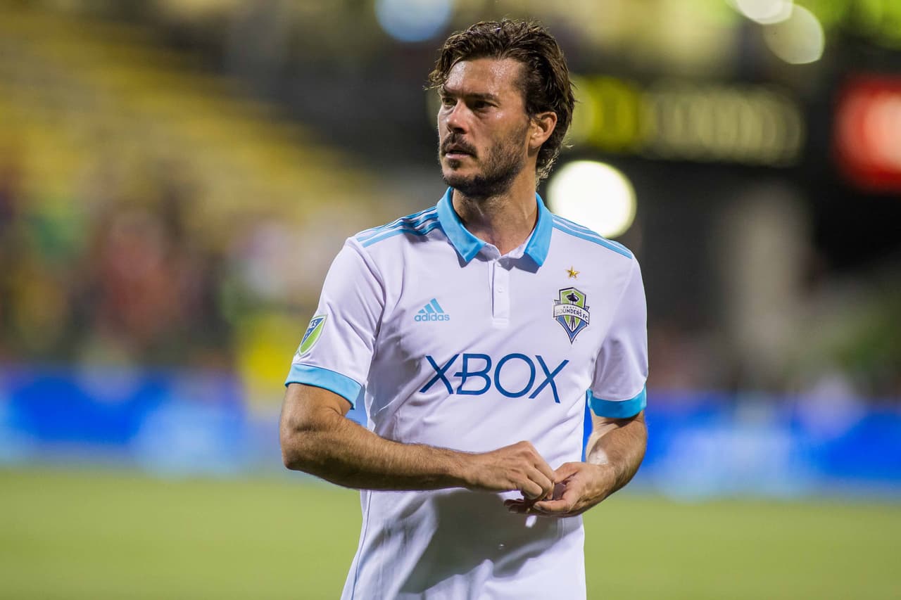 May 31, 2017; Columbus, OH, USA; Seattle Sounders forward Brad Evans (3) after the match against the Columbus Crew SC at MAPFRE Stadium. Mandatory Credit: Trevor Ruszkowski-USA TODAY Sports