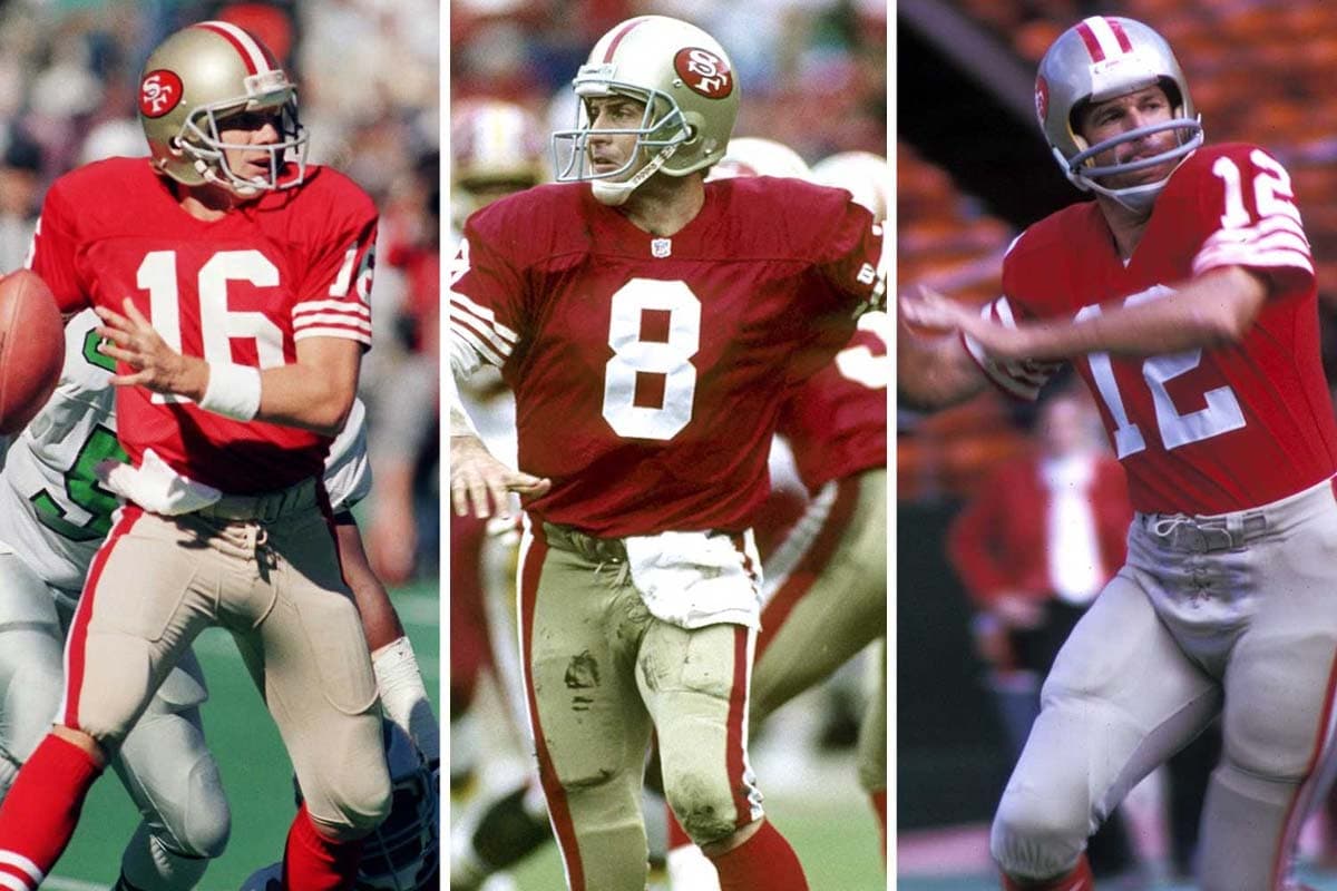 #4 SAN FRANCISCO 49ERS: Joe Montana, Steve Young, John Brodie (AP-NFL).