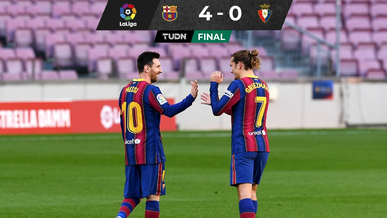 Con golazos de Messi y Griezmann, Barcelona derrota al Osasuna