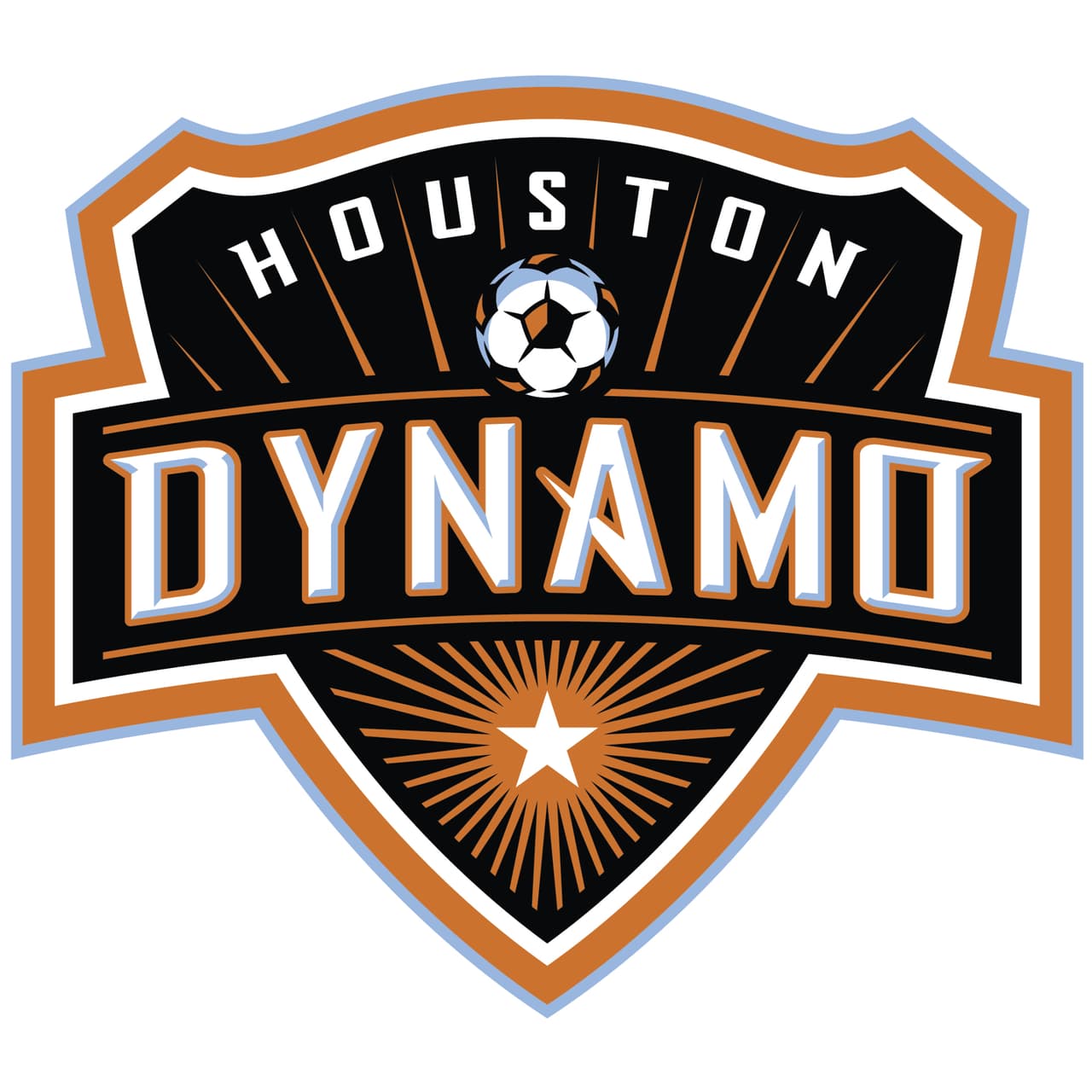 Houston Dynamo entró a MLS en 2006 con dos escudos: este es el principal.