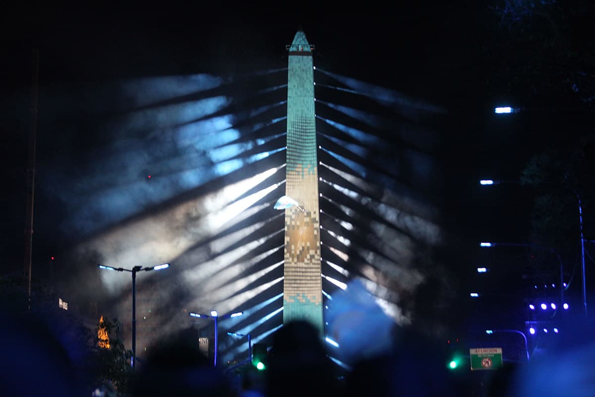 El Obelisco en la Avenida 9 de Julio fue el lugar elegido para la inauguración de las competencias.
