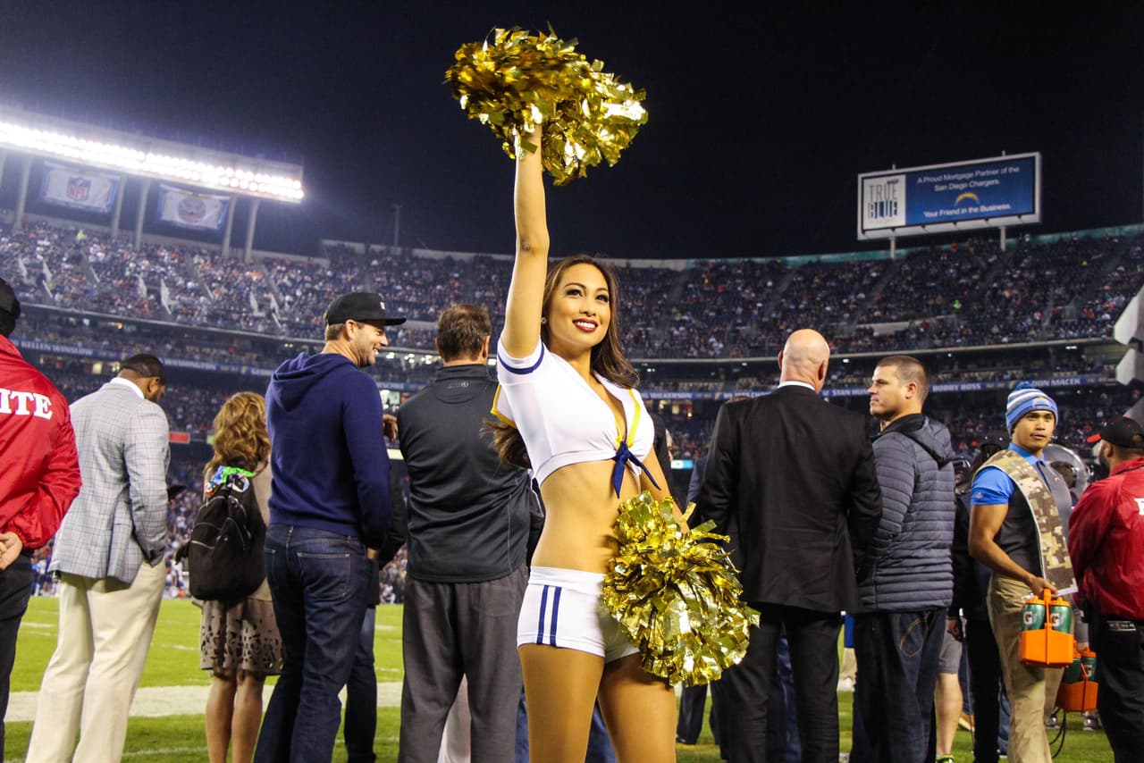 Las bellezas de la NFL también hacen honor a los militares de los Estados Unidos. Checa los sexys vestuarios de las porristas de los San Diego Chargers.