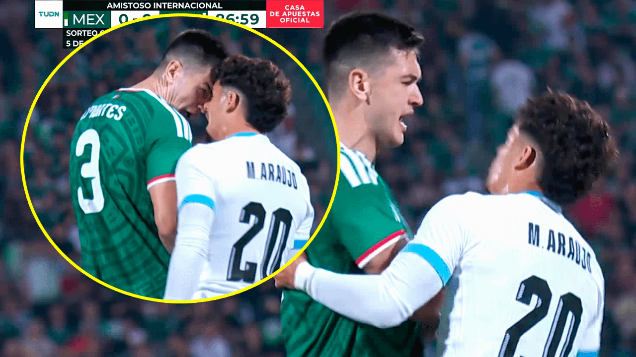 César Montes y Maxi Araujo se agarran a cabezazos en pleno partido