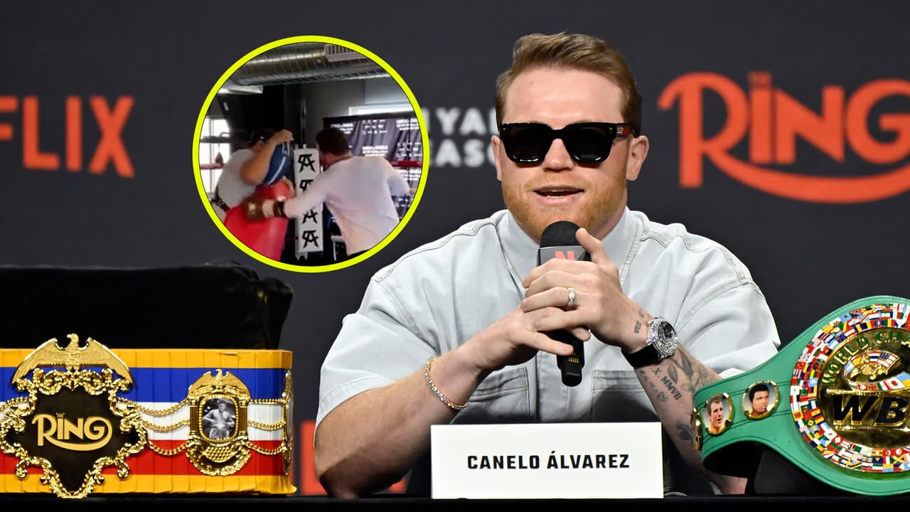 Canelo conecta gancho que dobla a Eddy Reynoso en entrenamiento 