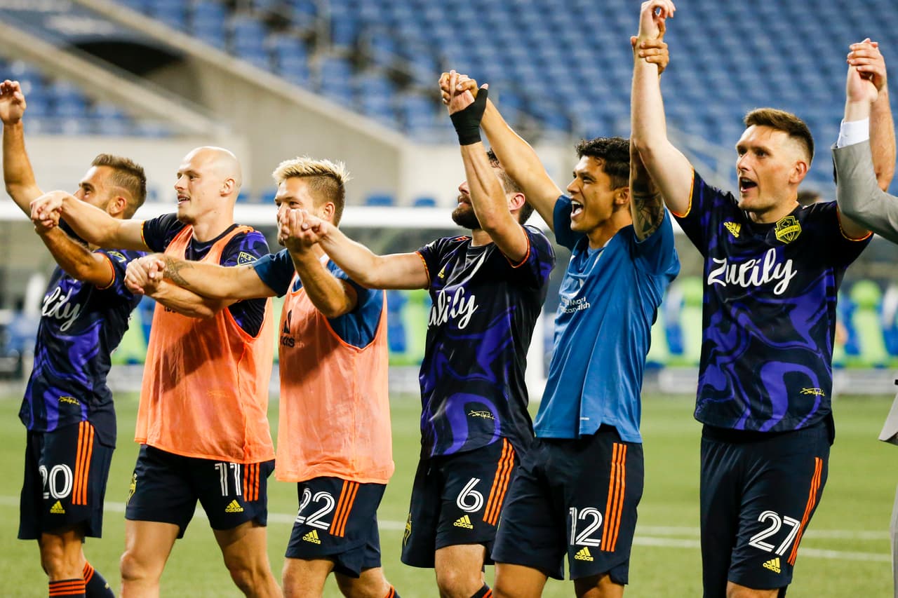 Seattle Sounders FC celebra su clasificación a la final de la Leagues Cup.