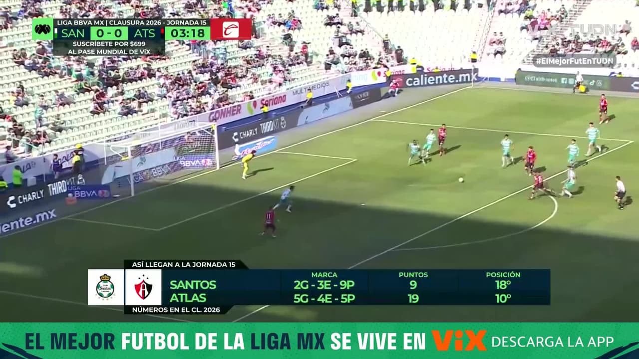 ¡Acevedo se estira y evita el primero del Atlas! Gran atajada del arquero