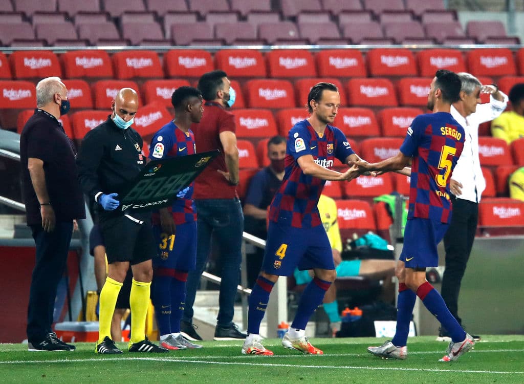 Griezmann salió para la segunda mitad e ingresó la joven promesa Ansu Fati.