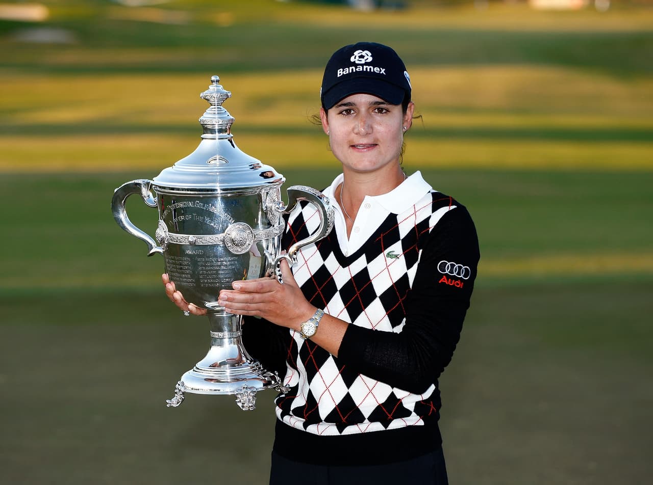 RICHMOND, TX - NOVEMBER 23: Lorena Ochoa of Mexico poses with her Player of the Year trophy after the final round of the LPGA Tour Championship presented by Rolex at the Houstonian Golf and Country Club on November 23, 2009 in Richmond, Texas. (Photo by Scott Halleran/Getty Images)