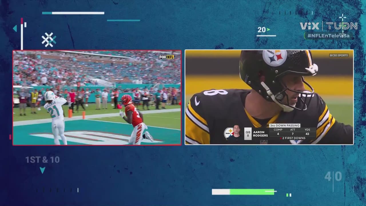Touchdown de Dolphins y Steelers al mismo tiempo en la Semana 5