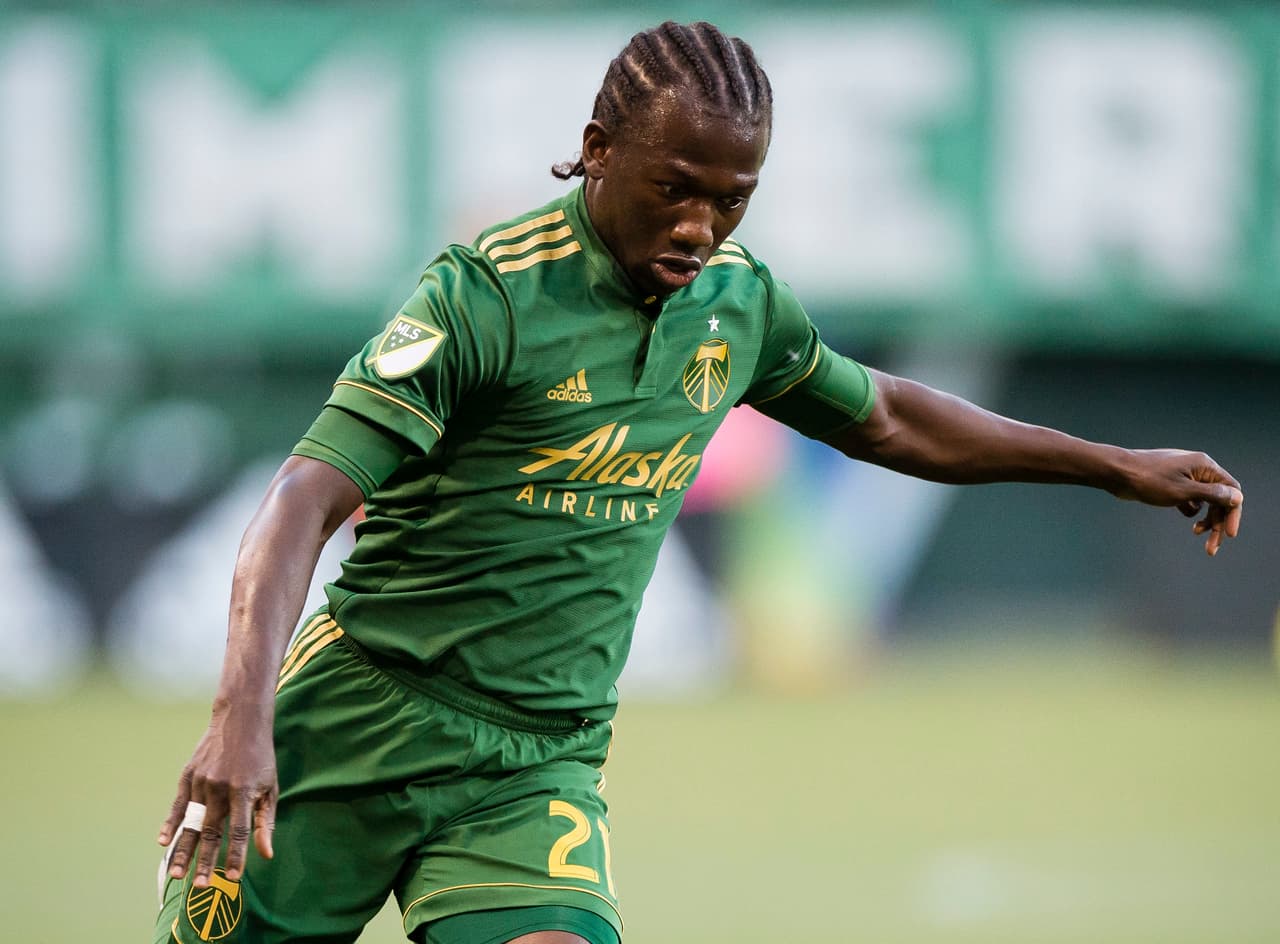 Jul 7, 2018; Portland, OR, USA; Portland Timbers midfielder Diego Chara (21) controls the ball during the first half agains the San Jose Earthquakes at Providence Park. The Timbers won 2-1. Mandatory Credit: Troy Wayrynen-USA TODAY Sports