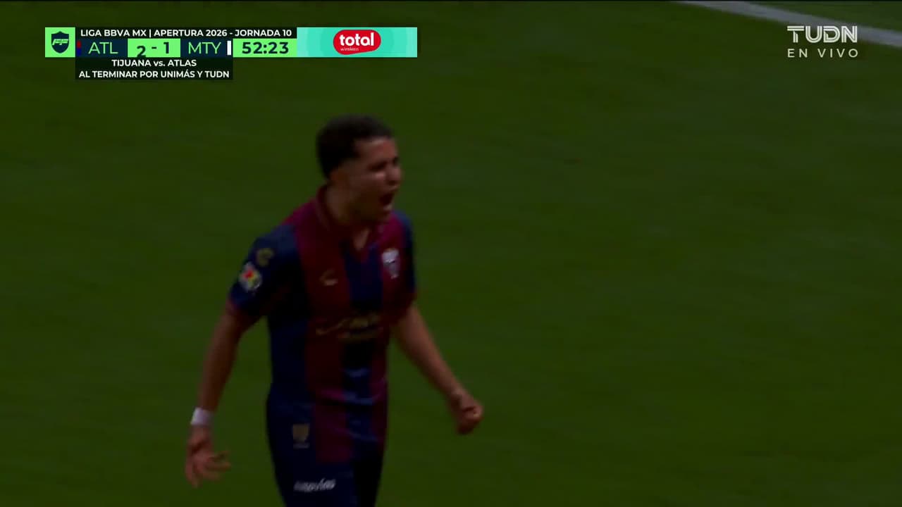 ¡Gol del Atlante! Carambola en el área de Rayados, le queda a Calzadilla y no perdona ¡2-1!